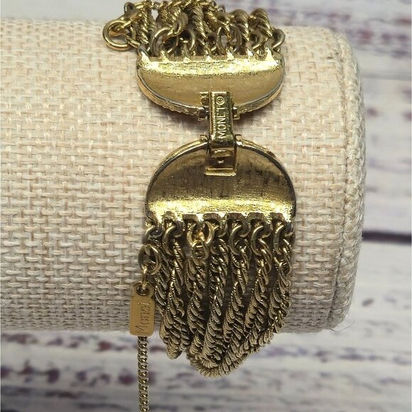 Vintage Monet Gold Tone Multi Chain Bracelet Chunky 60's signed jewelry Rare - Picture 1 of 12